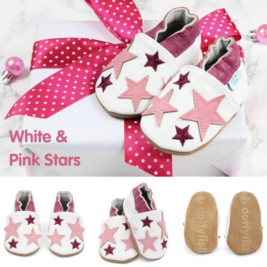 Dotty Fish Soft Sole Leather Baby Shoes Toddler Infant Girls/Boys 0-6mth- 4-5yrs