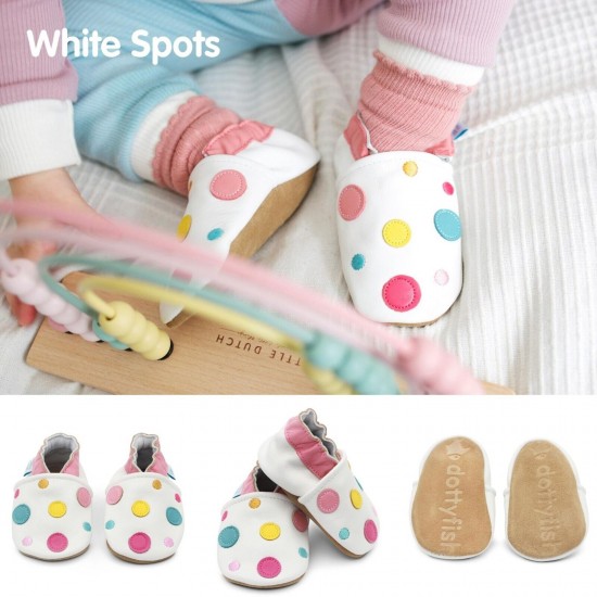 Dotty Fish Soft Sole Leather Baby Shoes Toddler Infant Girls/Boys 0-6mth- 4-5yrs