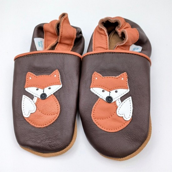 OUTLET Dotty Fish Soft Leather Pram Shoe Boys Slipper Non-slip Pre-walkers New