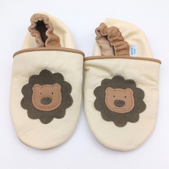OUTLET Dotty Fish Soft Leather Pram Shoe Boys Slipper Non-slip Pre-walkers New