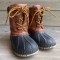 Gap Snow Boots Boys Toddler Brown Black Lace Up Padded Collar Duck Toe 7T-8T