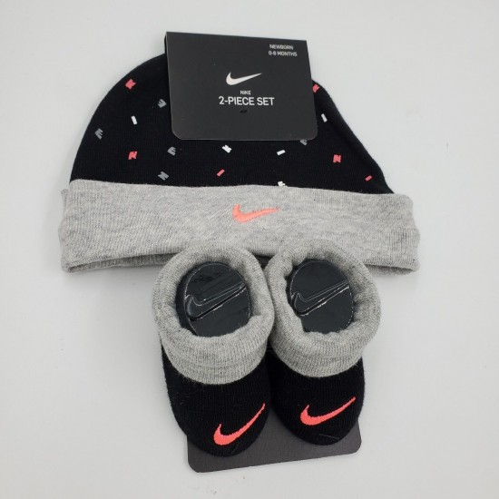Nike Baby Booties & Cap Gift, 0-6 Months Multi Color, Boys Girls Infant Hat L33