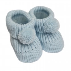 Newborn Baby Boys Girls 1 Pair Pom Pom Baby Booties NB-3 Months Approx Bootees