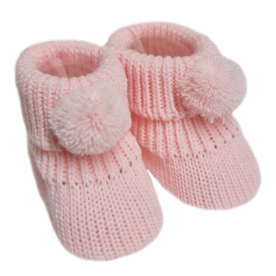 Newborn Baby Boys Girls 1 Pair Pom Pom Baby Booties NB-3 Months Approx Bootees