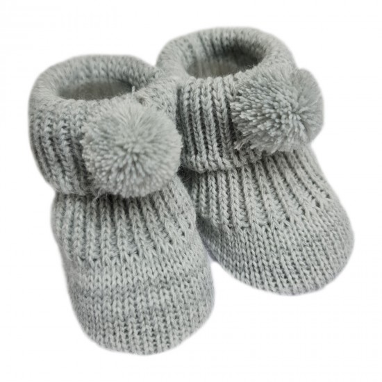 Newborn Baby Boys Girls 1 Pair Pom Pom Baby Booties NB-3 Months Approx Bootees