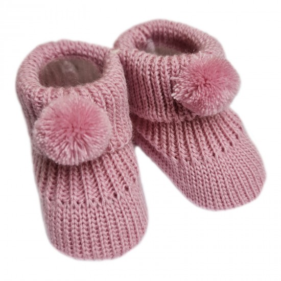 Newborn Baby Boys Girls 1 Pair Pom Pom Baby Booties NB-3 Months Approx Bootees