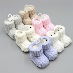 Baby Boys Girls Booties Soft Thick Knitted Bootees Pattern Baby Socks 0-6 Months