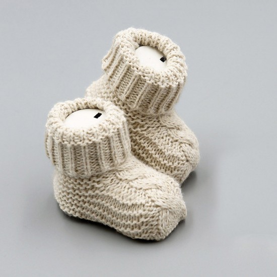 Baby Boys Girls Booties Soft Thick Knitted Bootees Pattern Baby Socks 0-6 Months