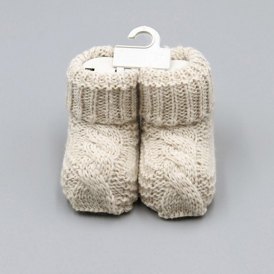 Baby Boys Girls Booties Soft Thick Knitted Bootees Pattern Baby Socks 0-6 Months