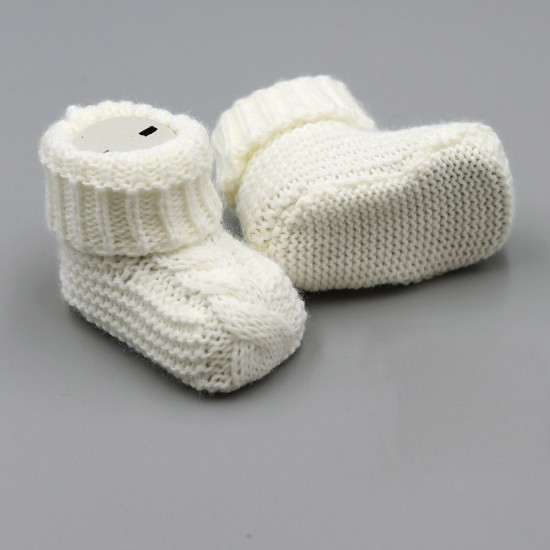 Baby Boys Girls Booties Soft Thick Knitted Bootees Pattern Baby Socks 0-6 Months