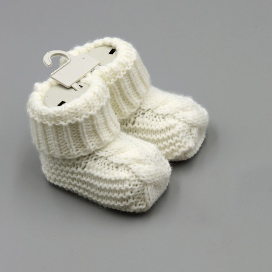 Baby Boys Girls Booties Soft Thick Knitted Bootees Pattern Baby Socks 0-6 Months