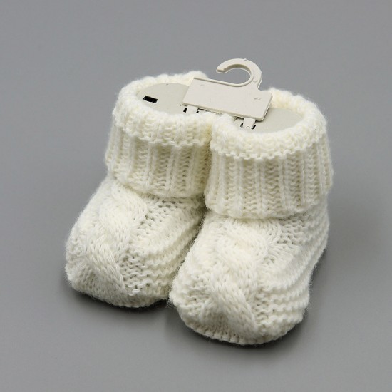 Baby Boys Girls Booties Soft Thick Knitted Bootees Pattern Baby Socks 0-6 Months