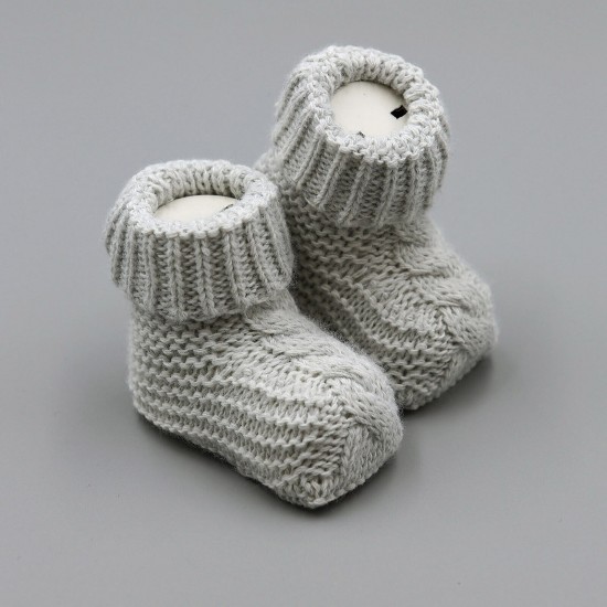 Baby Boys Girls Booties Soft Thick Knitted Bootees Pattern Baby Socks 0-6 Months