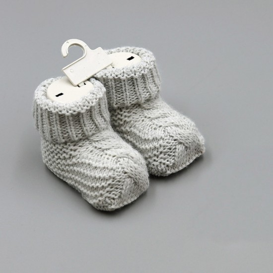 Baby Boys Girls Booties Soft Thick Knitted Bootees Pattern Baby Socks 0-6 Months