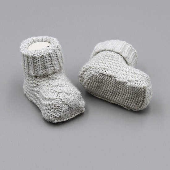 Baby Boys Girls Booties Soft Thick Knitted Bootees Pattern Baby Socks 0-6 Months