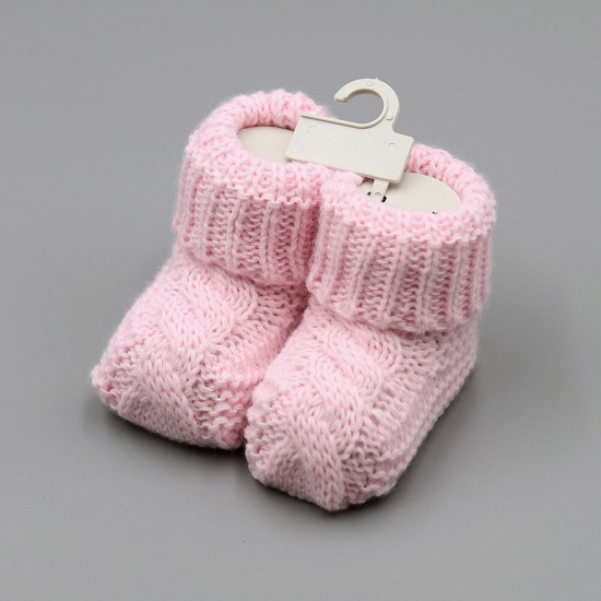 Baby Boys Girls Booties Soft Thick Knitted Bootees Pattern Baby Socks 0-6 Months