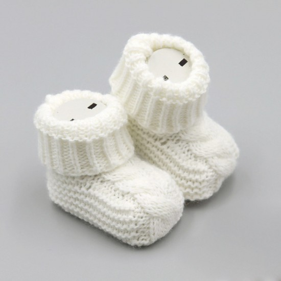 Baby Boys Girls Booties Soft Thick Knitted Bootees Pattern Baby Socks 0-6 Months