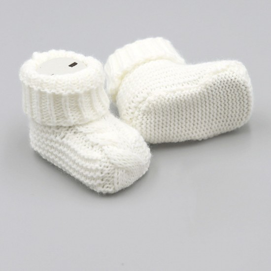 Baby Boys Girls Booties Soft Thick Knitted Bootees Pattern Baby Socks 0-6 Months