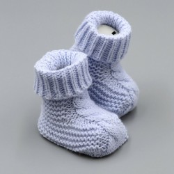 Baby Boys Booties Soft Thick Knitted Bootees Pattern Blue 0-6 Months