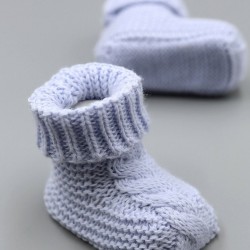 Baby Boys Booties Soft Thick Knitted Bootees Pattern Blue 0-6 Months