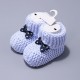 Baby Boys Booties Soft Thick Knitted Bootees With Bow Blue 0-6 Months