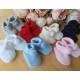 Baby Boy Girl Booties Pom Pom Knitted Navy White Blue Pink Cream Grey Red Unisex