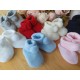 Baby Boy Girl Booties Pom Pom Knitted Navy White Blue Pink Cream Grey Red Unisex