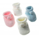 Baby Boy Girl Booties Pom Pom Knitted Navy White Blue Pink Cream Grey Red Unisex