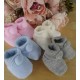 Baby Boy Girl Booties Pom Pom Knitted Navy White Blue Pink Cream Grey Red Unisex