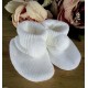 Baby Boy Girl Booties Pom Pom Knitted Navy White Blue Pink Cream Grey Red Unisex