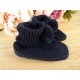 Baby Boy Girl Booties Pom Pom Knitted Navy White Blue Pink Cream Grey Red Unisex