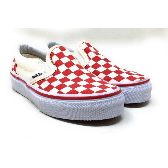 Vans Unisex Baby Classic Slip-On Sneakers Primary Check Red Size 5T