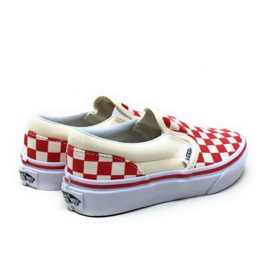 Vans Unisex Baby Classic Slip-On Sneakers Primary Check Red Size 5T