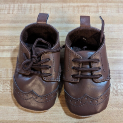 Unbranded Baby Boy Size 2 Brown Man Made Soft Bottom Crib Shoes