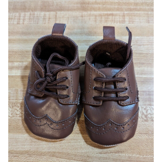 Unbranded Baby Boy Size 2 Brown Man Made Soft Bottom Crib Shoes