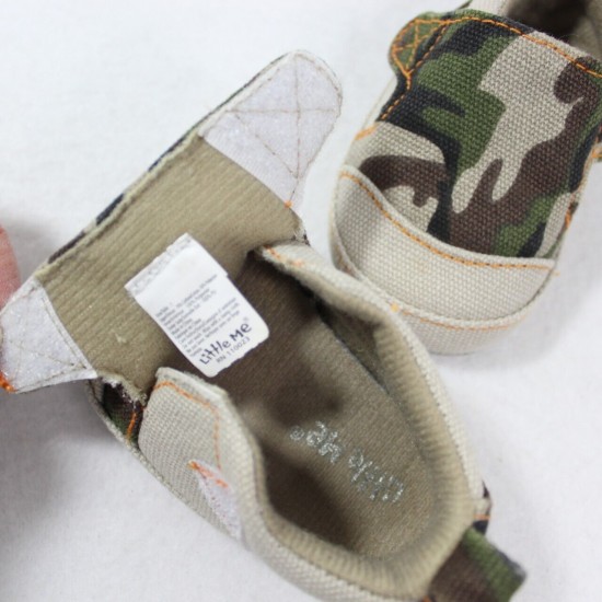 Little Me Baby Boy Camouflage Crib Shoes Sneakers Size 1 Tan Green Brown