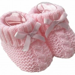 Baby Booties Boy Girl Knitted Bow Spanish Shoes Various Colours 0-3 Months