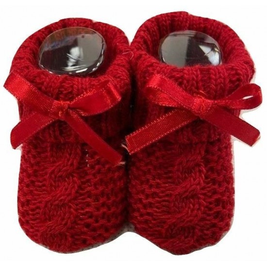 Baby Booties Boy Girl Knitted Bow Spanish Shoes Various Colours 0-3 Months