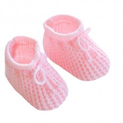 NEWBORN BABY Boy Girl Soft Knitted Bow Booties Shoes NB-3 months