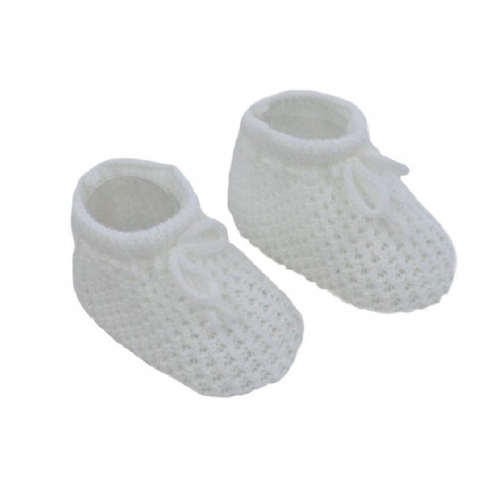 NEWBORN BABY Boy Girl Soft Knitted Bow Booties Shoes NB-3 months