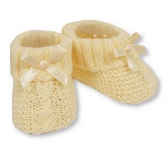 Newborn Baby Spanish Style Knitted Booties Bootees Bow Boy Girl 0-3 Months