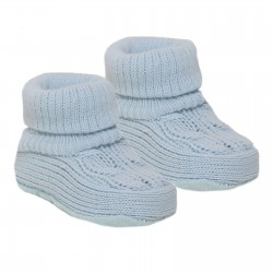 Baby Booties Soft Knitted Bootees Pink Blue Grey Boy Girl Newborn 0-3 Months