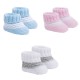 Newborn Baby Booties Bootees Striped Blue Pink White Boy Girl 0-3 Months