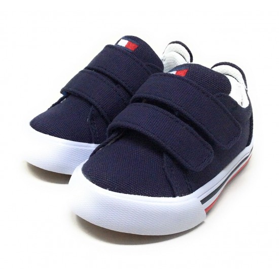 Tommy Hilfiger Boy's Herritage ALT Hook Loop Sneakers Navy Blue Size 4T