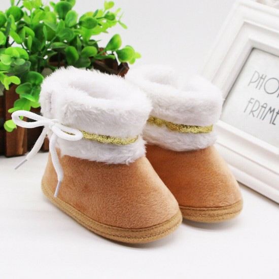 Newborn Baby Boy Girl Pram Shoes Infant Faux Fur Boots Winter Snow Warm Booties