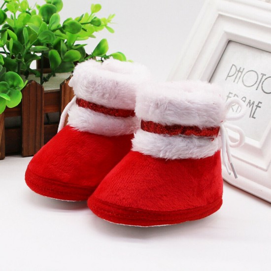 Newborn Baby Boy Girl Pram Shoes Infant Faux Fur Boots Winter Snow Warm Booties