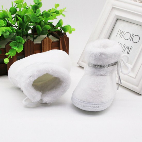 Newborn Baby Boy Girl Pram Shoes Infant Faux Fur Boots Winter Snow Warm Booties