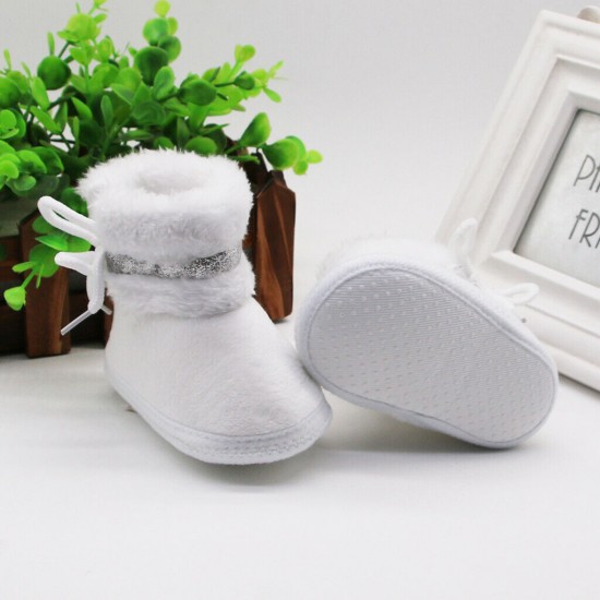 Newborn Baby Boy Girl Pram Shoes Infant Faux Fur Boots Winter Snow Warm Booties