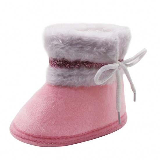 Newborn Baby Boy Girl Pram Shoes Infant Faux Fur Boots Winter Snow Warm Booties