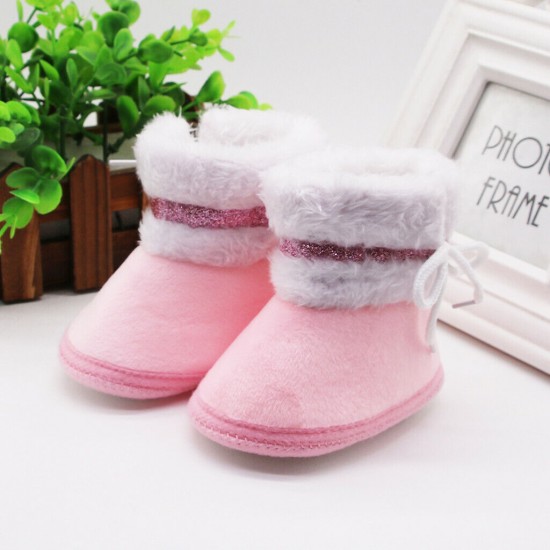 Newborn Baby Boy Girl Pram Shoes Infant Faux Fur Boots Winter Snow Warm Booties